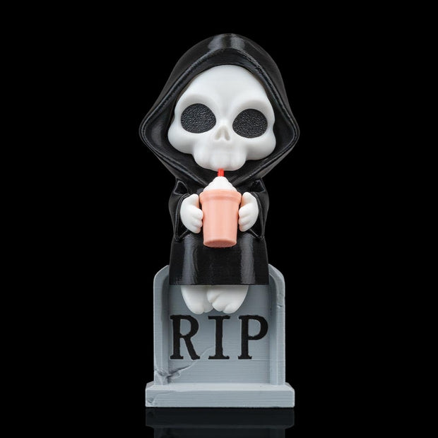Sweet Rest - Grim Reaper Figurine on Tombstone (3D Printed, Multi Color or DIY)