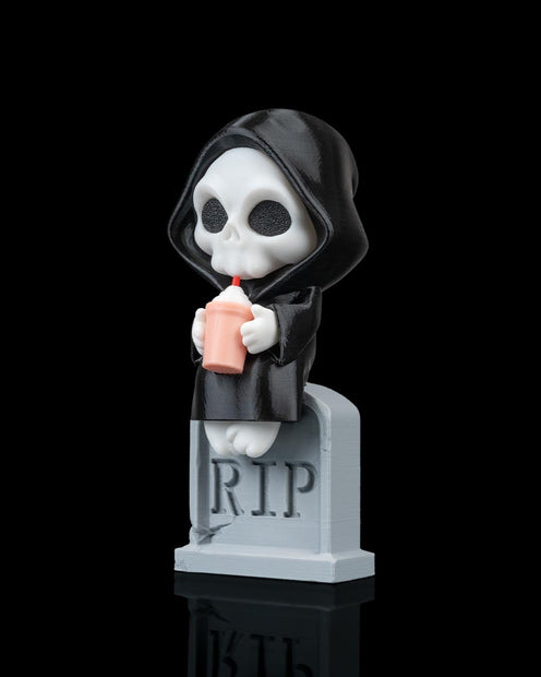 Sweet Rest - Grim Reaper Figurine on Tombstone (3D Printed, Multi Color or DIY)