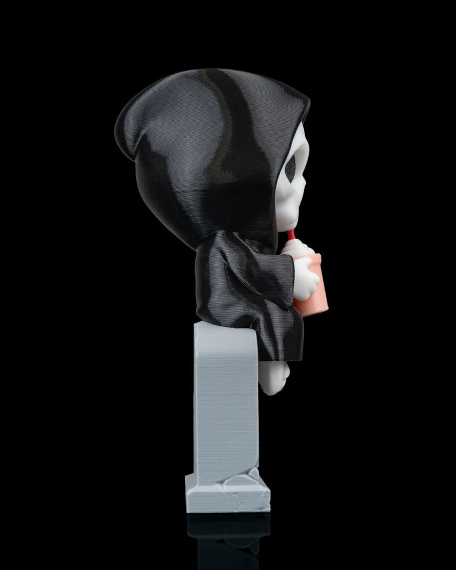 Sweet Rest - Grim Reaper Figurine on Tombstone (3D Printed, Multi Color or DIY)
