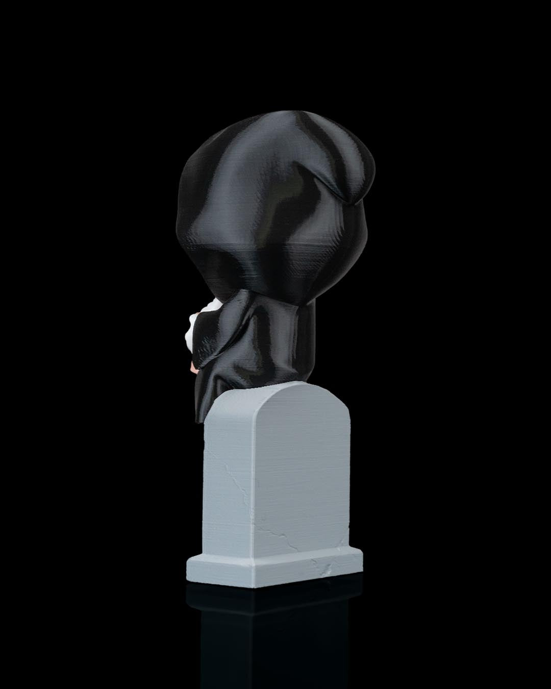 Sweet Rest - Grim Reaper Figurine on Tombstone (3D Printed, Multi Color or DIY)