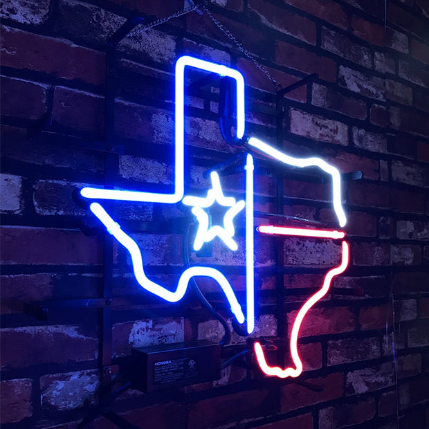 Texas Map with Lone Star Beer Neon Signs Light