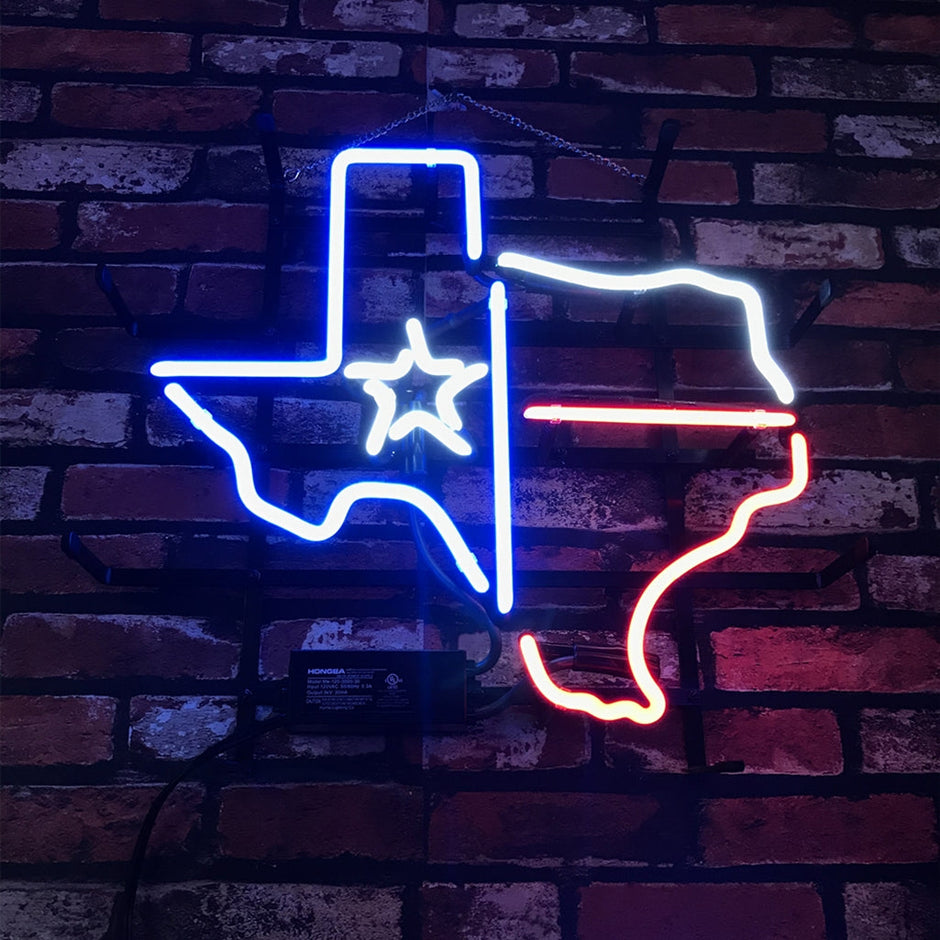 Texas Map with Lone Star Beer Neon Signs Light