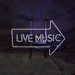 Live Music with Right Arrow Neon Signs