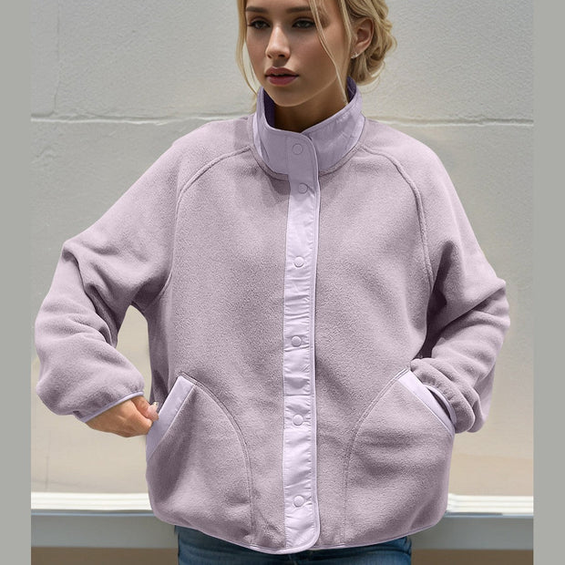 Women Double Take Snap Down Raglan Sleeve Jacket with Pockets