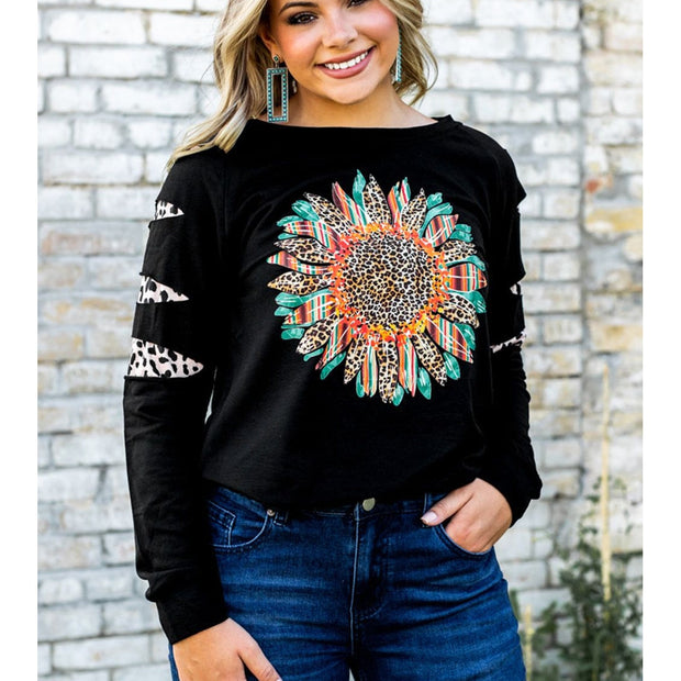 Women Graphic Leopard Patch Sweatshirt