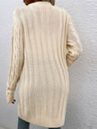 Women Cable-Knit Button Down Cardigan with Pockets