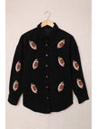 Sequin Football Button Up Long Sleeve Jacket