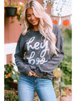 Round Neck Dropped Shoulder Letter Graphic Sweatshirt