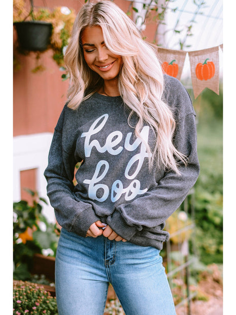 Round Neck Dropped Shoulder Letter Graphic Sweatshirt