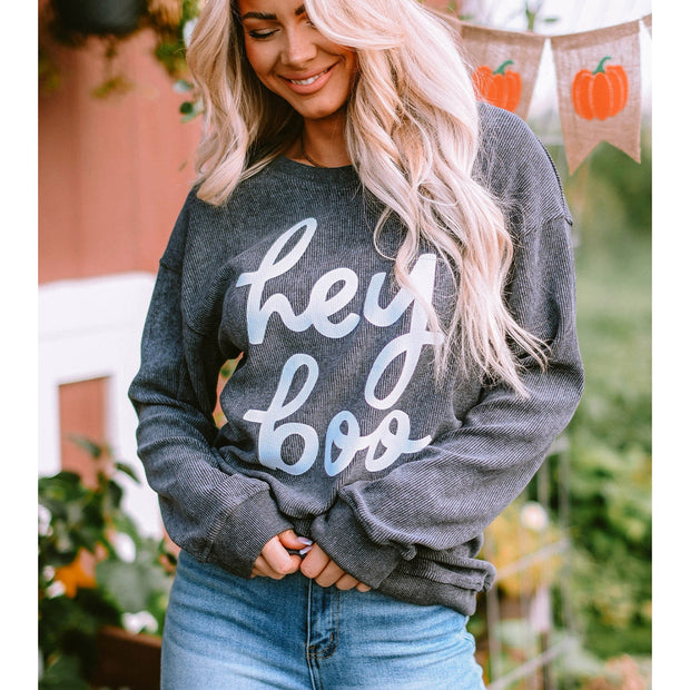Round Neck Dropped Shoulder Letter Graphic Sweatshirt