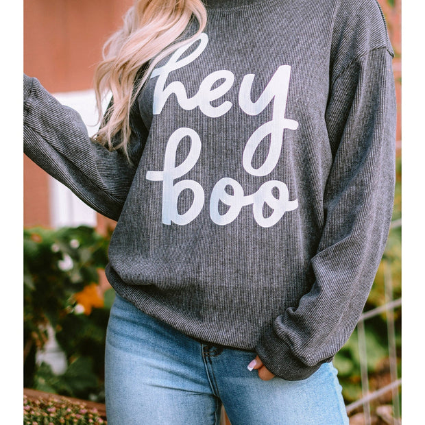 Round Neck Dropped Shoulder Letter Graphic Sweatshirt