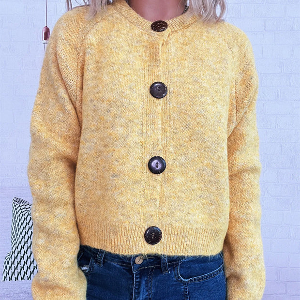 Women Button-Up Raglan Sleeve Cardigan Sweater