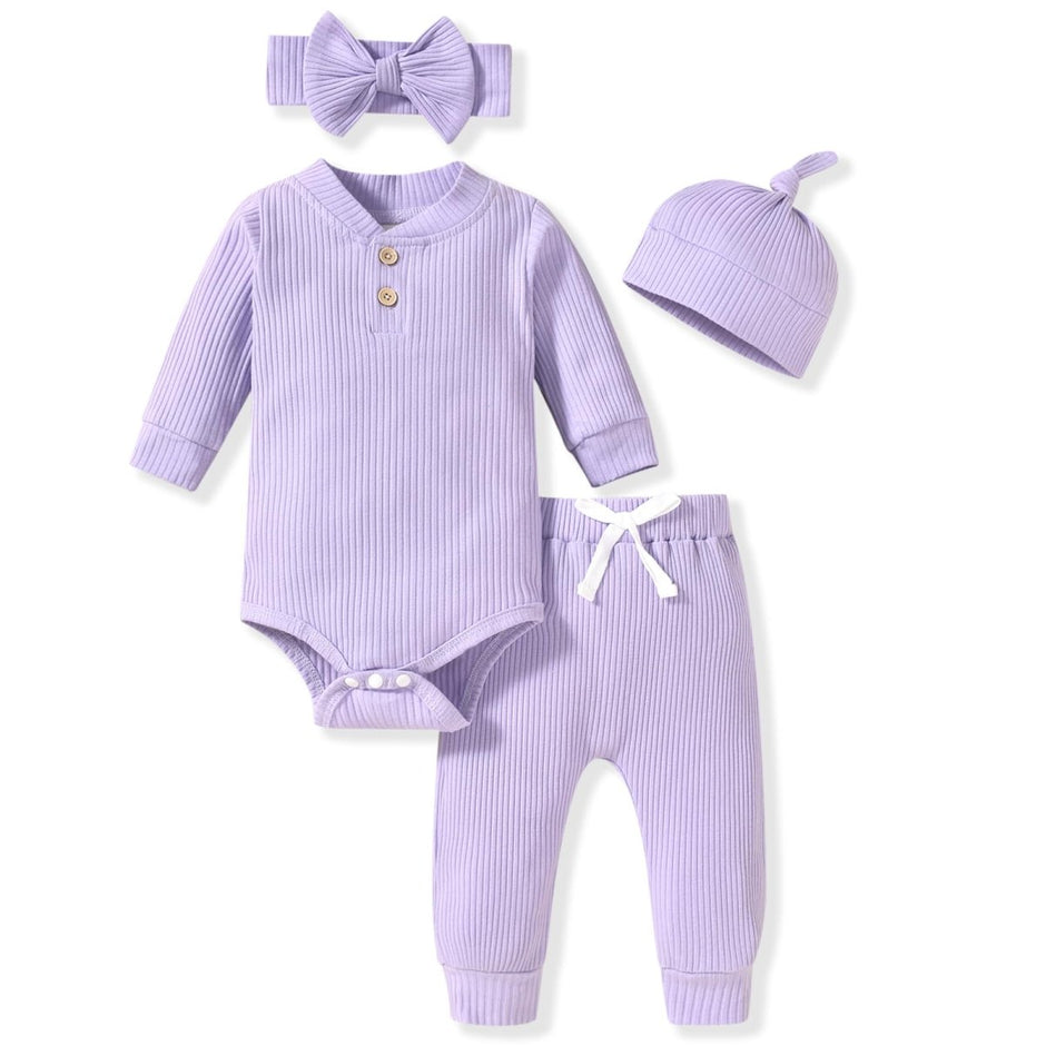 Aalizzwell Gender Neutral Long Sleeve Baby Ribbed Outfit with Hat & Headband - Custom Crafting Alliance, LLC