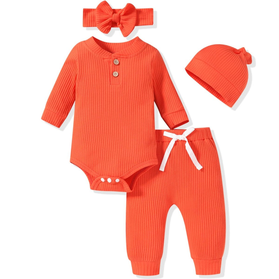 Aalizzwell Gender Neutral Long Sleeve Baby Ribbed Outfit with Hat & Headband - Custom Crafting Alliance, LLC