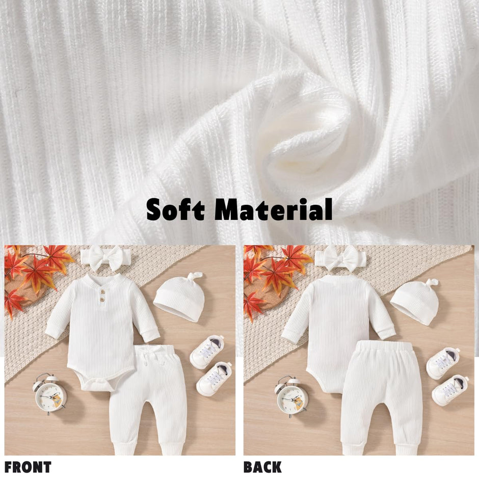 Aalizzwell Gender Neutral Long Sleeve Baby Ribbed Outfit with Hat & Headband - Custom Crafting Alliance, LLC