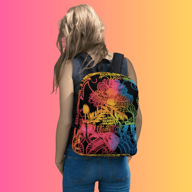 Vibrant Neon Lace Rave Backpack for EDM Enthusiasts