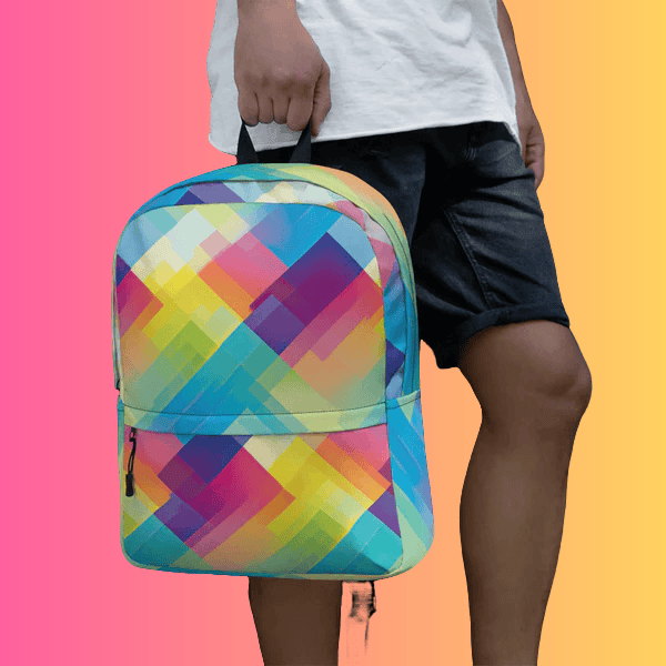 Vibrant Neon Plaid Festival Backpack for EDM Enthusiasts