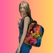 Vibrant Neon Lace Rave Backpack for EDM Enthusiasts