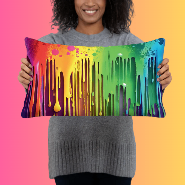 Psychedelic Abstract Paint Drip Pillow for Festivals and Raves