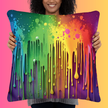 Psychedelic Abstract Paint Drip Pillow for Festivals and Raves
