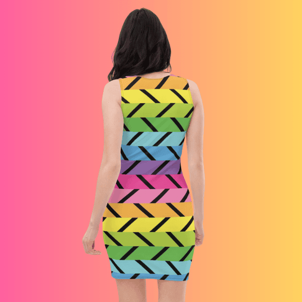Vibrant Rainbow Stripe Bodycon Dress for EDM Festivals