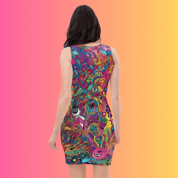 Acid Universe Bodycon Dress for Rave and EDM Festivals