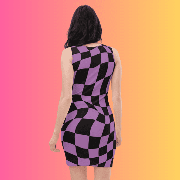 Electric Vibes Checkered Bodycon Dress for Festivals