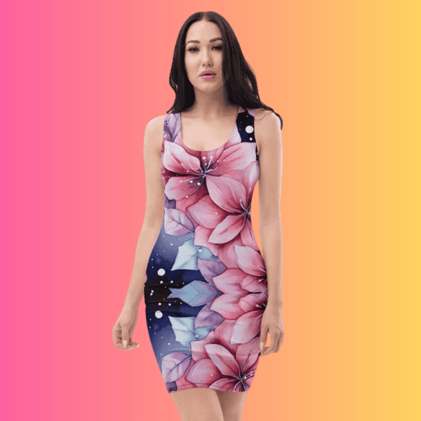 Vibrant Floral Bodycon Dress for Raves and Festivals