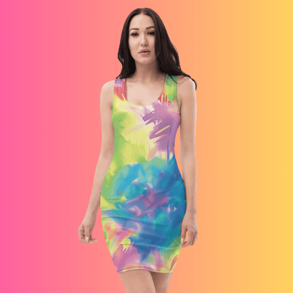 Vibrant Neon Tie-Dye Bodycon Dress for Festival Queens