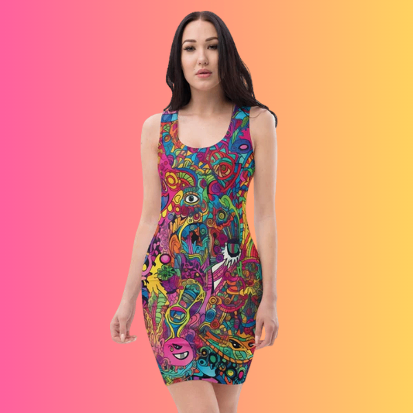 Acid Universe Bodycon Dress for Rave and EDM Festivals