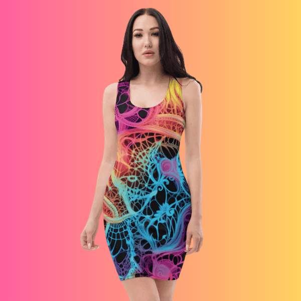 Electric Neon Lace Bodycon Dress for Festival Vibes