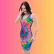 Vibrant Groovy Tie-Dye Bodycon Dress for Rave Lovers