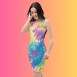 Vibrant Neon Tie-Dye Bodycon Dress for Festival Queens