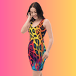 Neon Leopard Print Bodycon Dress for Festivals