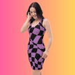 Electric Vibes Checkered Bodycon Dress for Festivals
