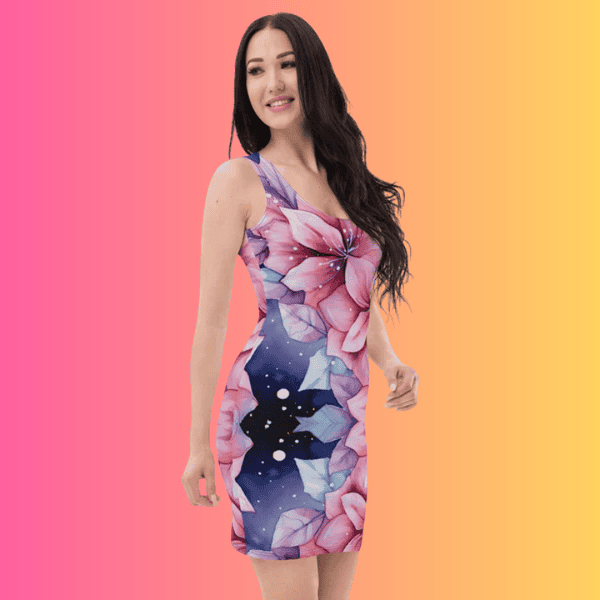 Vibrant Floral Bodycon Dress for Raves and Festivals