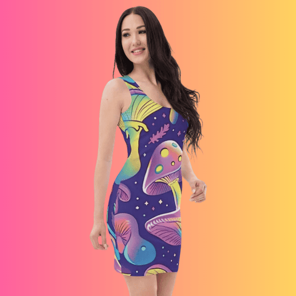 Whimsical Mushroom Bodycon Dress for EDM Festivals