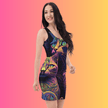 Neon Trippy Cat Bodycon Dress for EDM Festivals and Raves