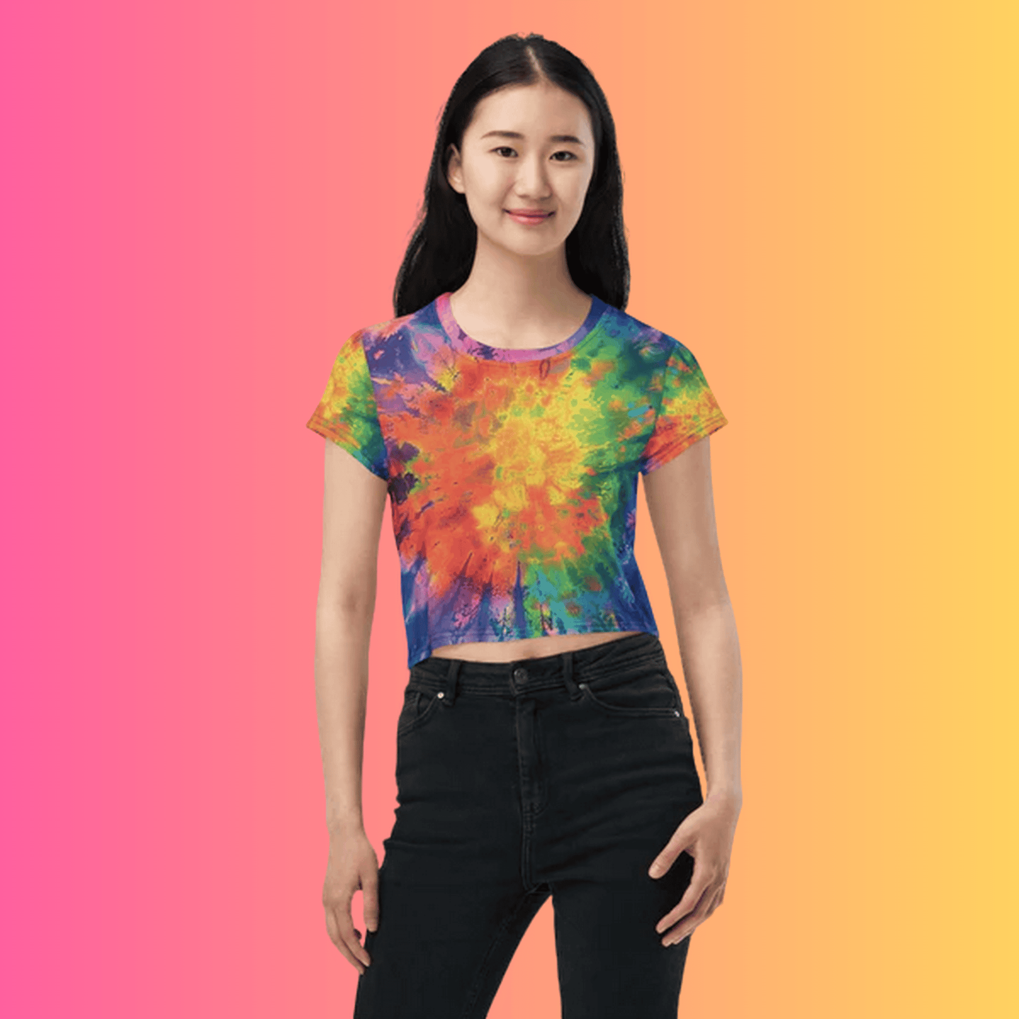 Vibrant Tie-Dye Crop Tee for Raves and Festivals