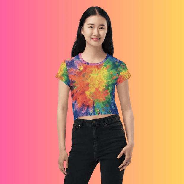 Vibrant Tie-Dye Crop Tee for Raves and Festivals