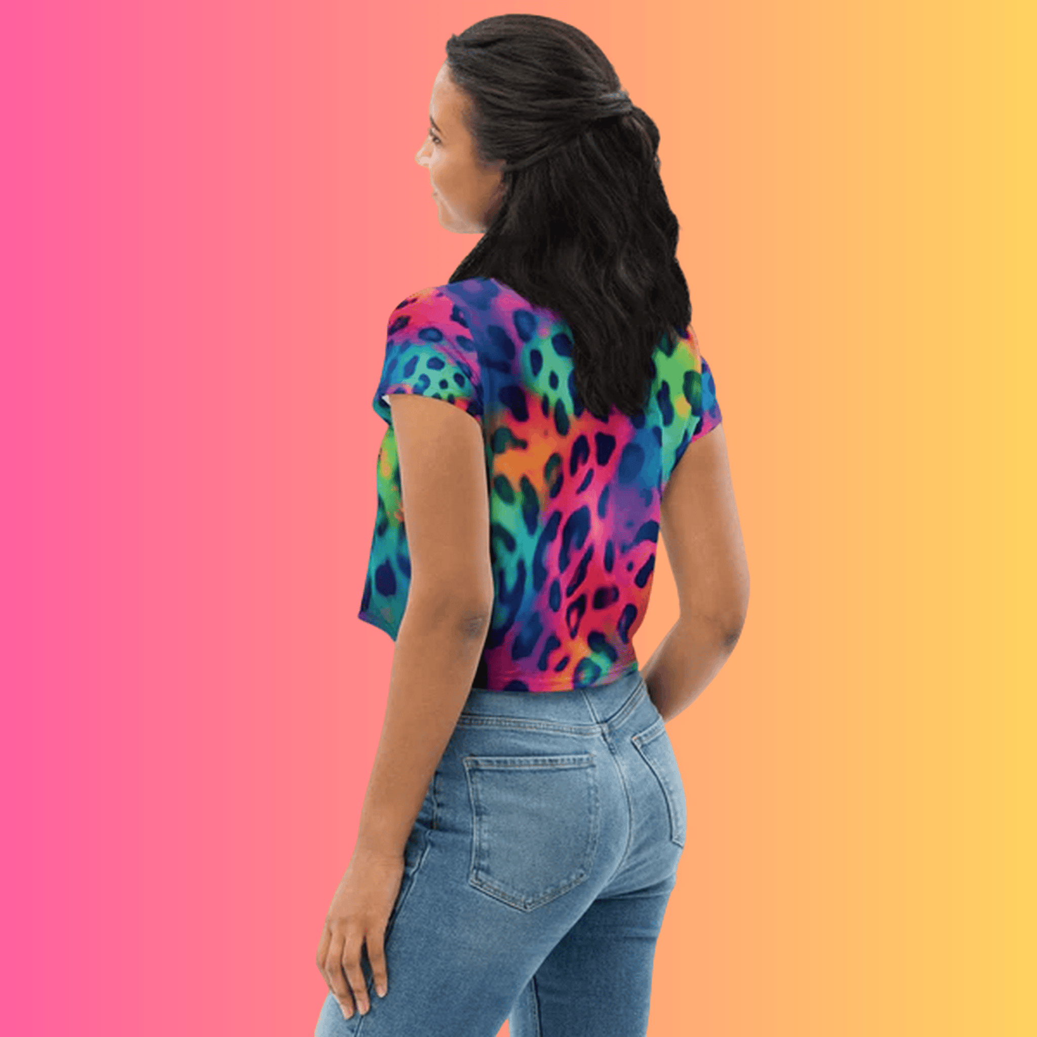 Neon Leopard Print Crop Top for EDM Lovers