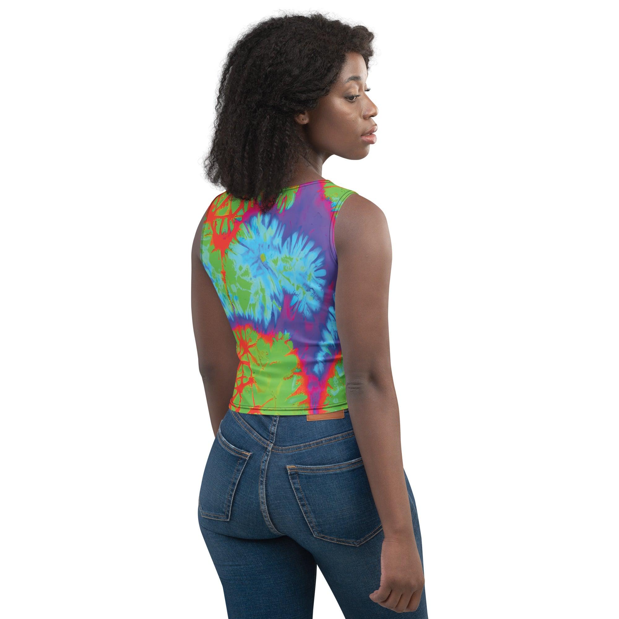 Psychedelic Tie-Dye Crop Top for Raves and Festivals