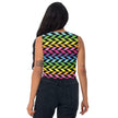 Neon Rainbow Stripe Crop Top for Raves and Festivals