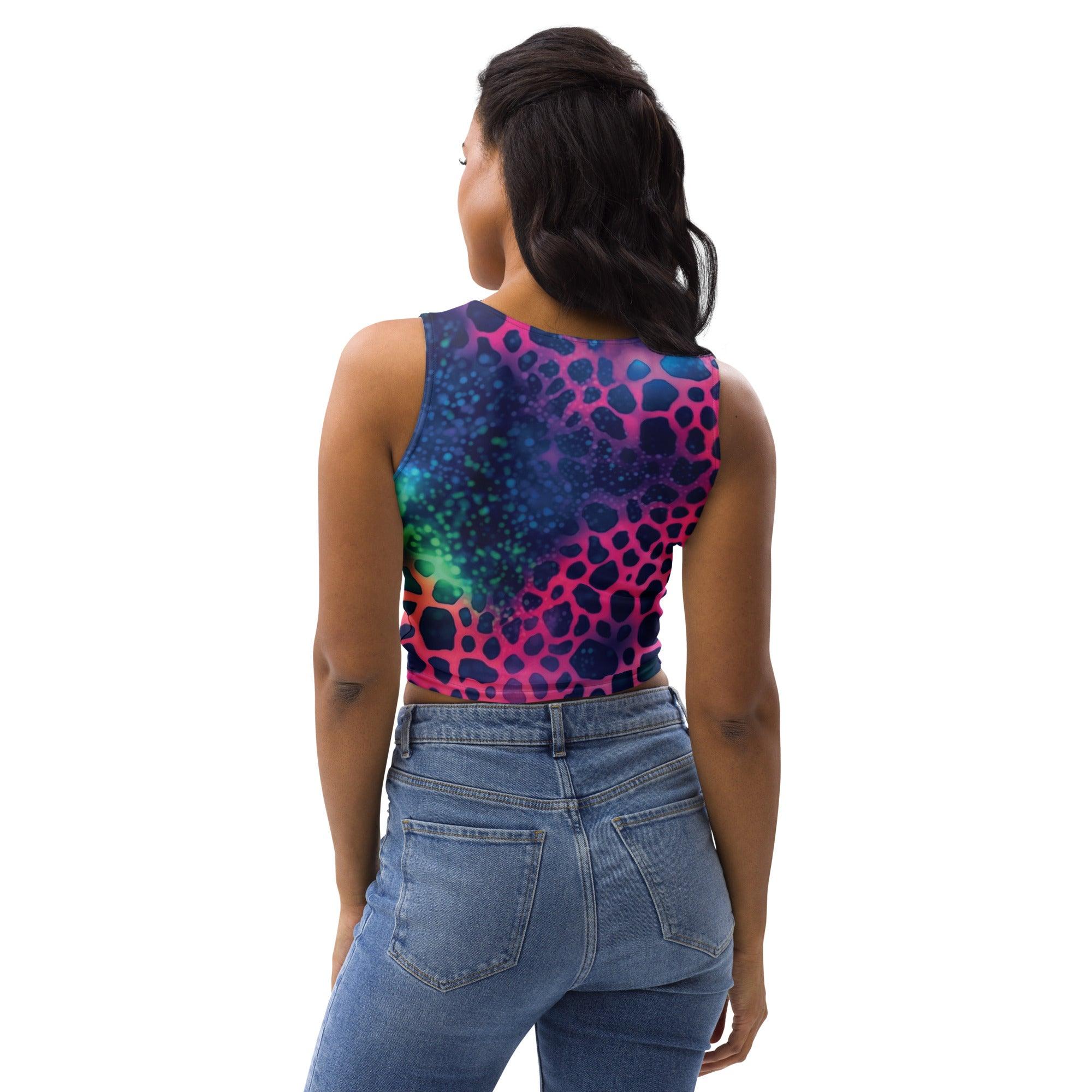 Neon Leopard Print Crop Top for Rave Festivals
