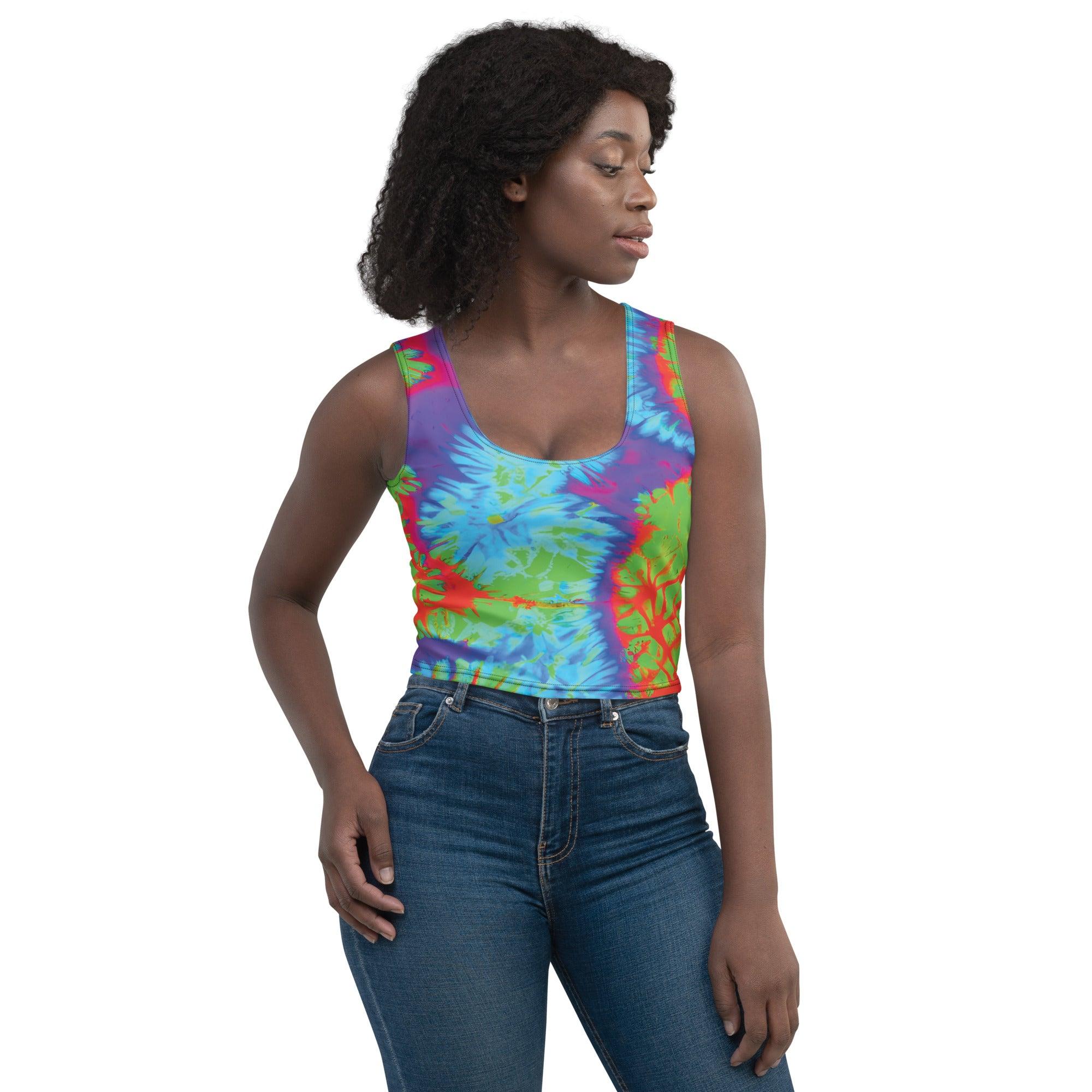 Psychedelic Tie-Dye Crop Top for Raves and Festivals