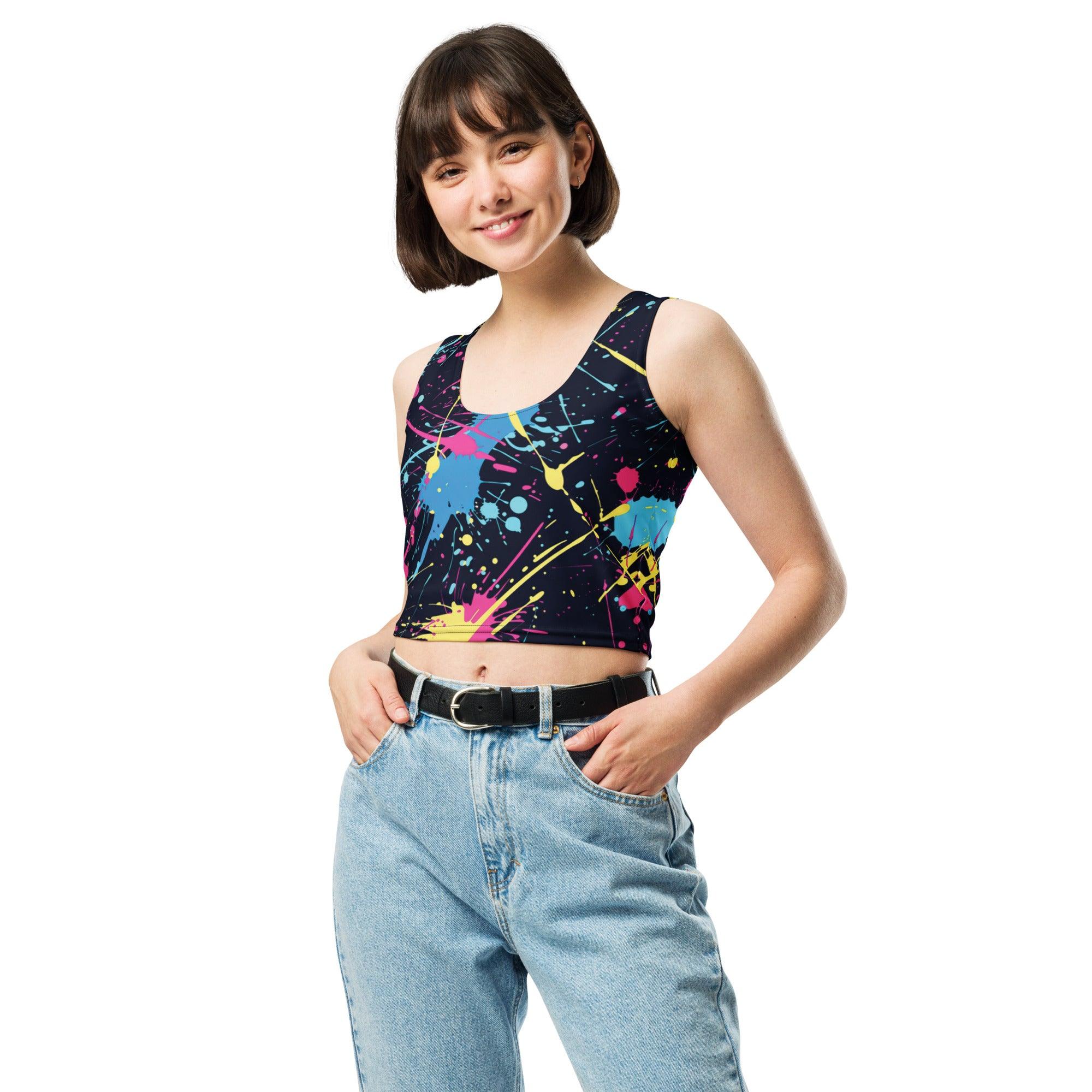Vibrant Paint Splatter Crop Top - Your Ultimate Festival Essential