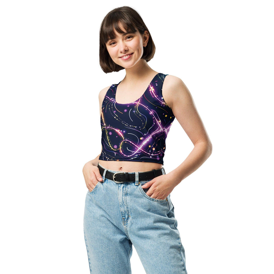 Vibrant Abstract Crop Top for EDM Festivals and Raves