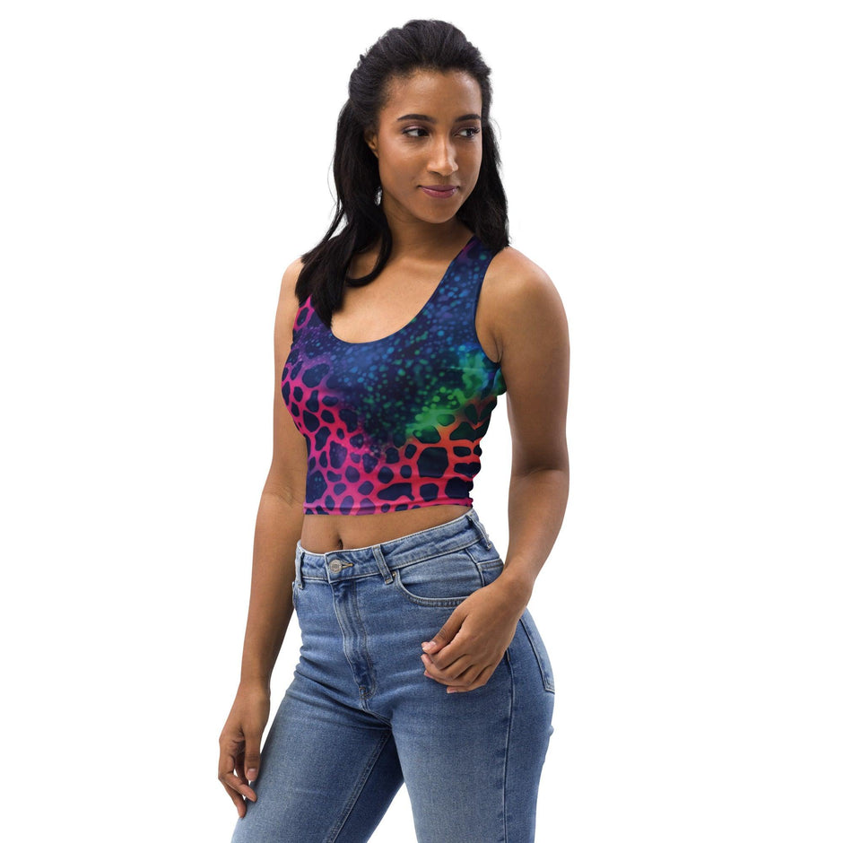 Neon Leopard Print Crop Top for Rave Festivals