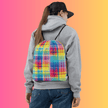 Bold Neon Plaid Drawstring Bag for Festivals and Raves