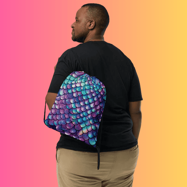 Enchanted Mermaid Scale Drawstring Bag for Festival Vibes